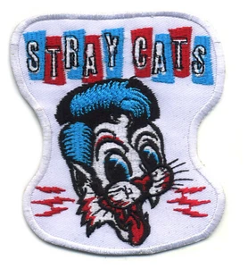 Stray Cats Patch Badge retro rockabilly hot rod iron on greaser jacket white - Picture 1 of 1