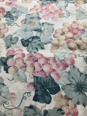 Vintage Cranston Fabric Pastel Muted Grapes Leaves on Tan Joan Messmore 1.5Yx44" - Image 1 of 3
