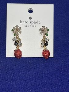Kate Spade Strawberry Fields Statement Earrings New Ladybugs Honeybee Strawberry
