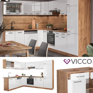 Küchenzeile Küchenblock Einbauküche R-Line Ecke 287 x 277 Front Weiß HGL Vicco - Bild 1 von 7
