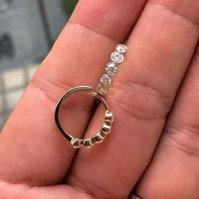 1.50Ct Round Cut Lab Created Diamond Huggie Hoop Earrings 14K Yellow Gold Finish - Image 1 of 4