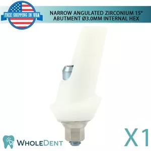 1x Narrow Angulated Zirconium Abutment 15° Titanium Base Int Hex Dental Tool - Picture 1 of 3