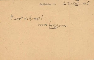 Hermann von Eichhorn-Signed 1915 Governmental Postal Card (Pour le Mérite) - Picture 1 of 2