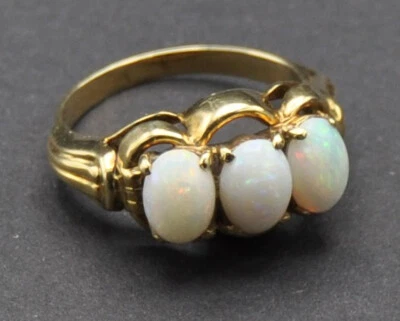Voll Milch Opal Ring 585 Gold Vintage Handarbeit - Bild 1 von 4