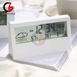 Digital LCD Weather Temperature Humidity Meter Electronic Alarm Clock Display - Picture 1 of 15