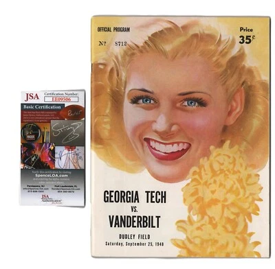 Henry "Red" Sanders Signed 1948 Vanderbilt v Georgia Tech Football Program JSA - Image 1 of 4