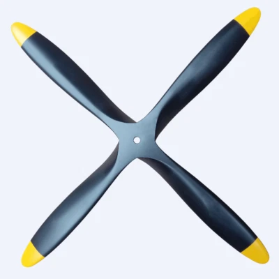 4 Blade 22x8 inch Black +Yellow Propeller CW Beech Wooden Prop for RC plane - Image 1 of 2