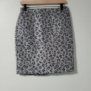 Loft Women's Leopard Cheetah Metallic Brocade Skirt Shiny Size 4 - Picture 1 of 4