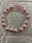 10mm SOUTH SEA SHELL BRACELET PINK WITH ROSE QUARTZ AND CRYSTAL