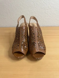 Limelight Arabella Brown Cognac Women Sandals High Heels Wedges - Size 8 - Picture 1 of 14
