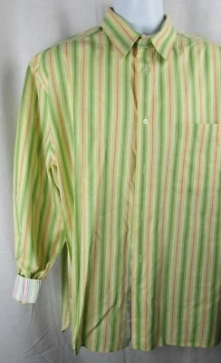 Acorn Bob Goldfeder yellow striped flip cuff Button down Shirt XL Men's  - Image 1 of 4