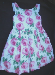 Janie and Jack Pink Rose Print Pleat Dress Size 4 - Picture 1 of 11