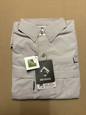 Dri Duck Fishing Shirt Mens Small Gray Short Sleeve Vented Water Resistant New S - Image 1 of 4