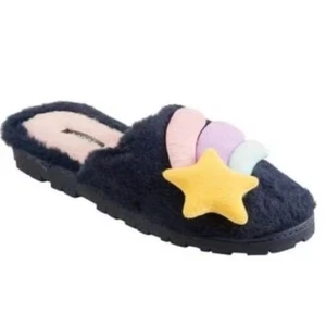 Womens Kensie Faux Fur Slippers - Navy shoes 9M - Picture 1 of 6
