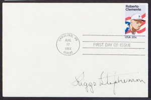 RIGGS STEPHENSON SIGNED ROBERTO CLEMENTE 84 STAMP FIRST DAY ISSUE COVER ENVELOPE - Picture 1 of 3