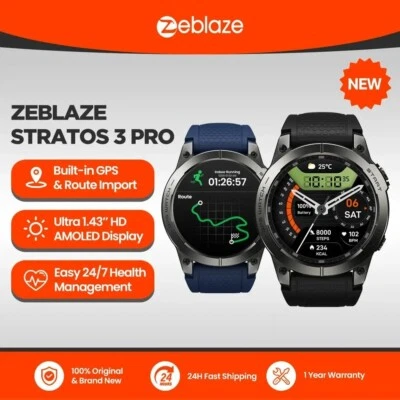 "Reloj inteligente Zeblaze Stratos 3 PRO GPS 1,43"" HD AMOLED pantalla GPS incorporado" Foto 1 de 4