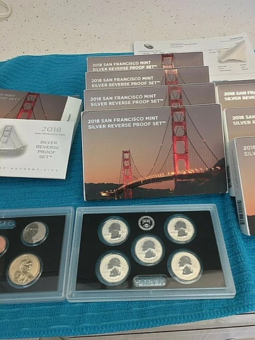 2018 S REVERSE PROOF SAN FRANCISCO 50th ANNIV. 10 COIN SILVER SET    US MINT 💎 Cover