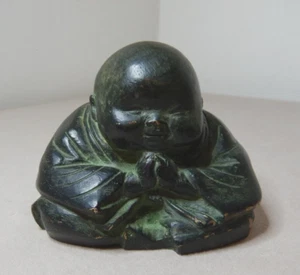 VINTAGE ASIAN BRONZE SEATED BUDDHIST STATUE - Picture 1 of 7