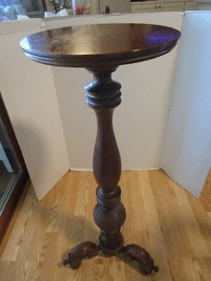 Antique Turned Oakwood Plant fern Stand Quartersawn Original 35.75" t 1900's - Image 1 of 4