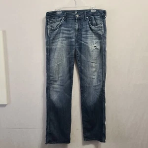 7 For All Mankind A Pkt Bootcut Jeans Men's Size 34x33 Distressed Denim - Picture 1 of 20