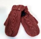 Men Women's Winter Glove Brown Knit Mitten Cozy Lining Thick Warm Soft