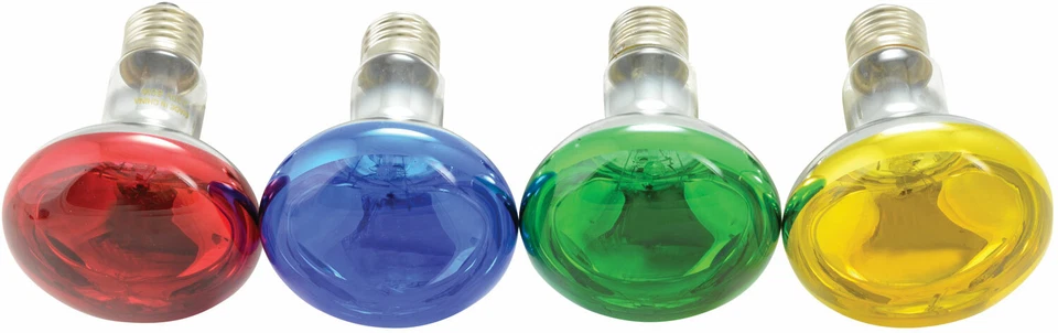 RED BLUE GREEN YELLOW 60W R80 Coloured Reflector Disco Spot Light Bulb ES Screw - Image 1 of 3