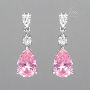 Pendientes colgantes colgantes de circonio cúbico enchapados en oro blanco rosa cúbico boda damas de honor 3 - Imagen 1 de 4