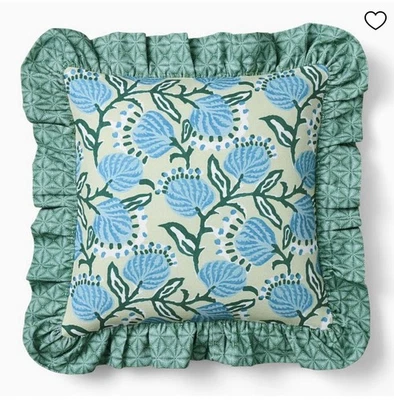 West Elm Vine Floral Ruffle Pillow Cover 18 X 18 - Image 1 of 4