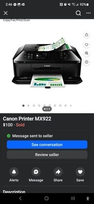 Canon PIXMA MX922 Black All-In-One Printer Inkjet WiFi Printer Needs CLRInk B200 - Image 1 of 4