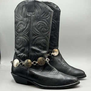 Carriage court Boot Size 9 M made in Spain black leather Gaucho Cow Girl Western - Picture 1 of 10