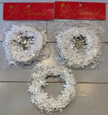 3 Rolls NOS Vtg White Snowflake Tinsel Garland 75’ Christmas Winter - Image 1 of 3