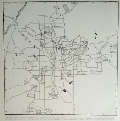 Vintage 1942 World War WWII Atlas City Map Atlanta, Georgia GA Civil War Battles - Image 1 of 4