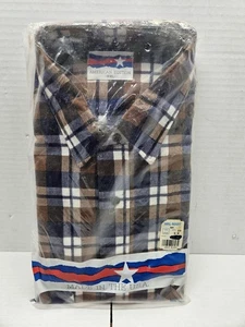 Vintage NOS American Edition Men’s Flannel Shirt USA 100% Cotton Blue Size XXL - Picture 1 of 4