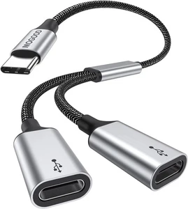Câble répartiteur USB C vers USB C Femelle Adaptateur USB Y, USB C Mâle vers 2USB-C Femelle C - Photo 1/9