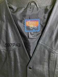 Cripple Creek XL Hombre’s Chaleco Cuero Negro EXELcond - Imagen 1 de 7