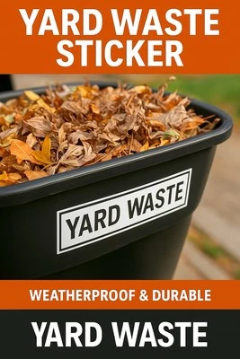 Yard Waste🚮♻️ Sticker 10" X 3" for Yard Debris. (2 Stickers Per Order)