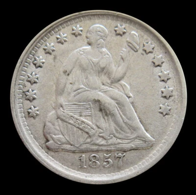 1857 SILVER UNITED STATES SEATED LIBERTY HALF DIME COIN EXTRA FINE - Image 1 of 2