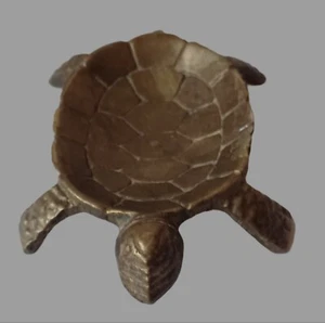 Vintage Messing Meeresschildkröte Münze Schmuck Schmuck Süßigkeiten Seifenschale Aschenbecher MCM - Bild 1 von 7