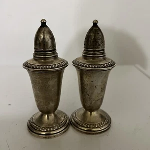 Mid Century Crown Sterling Silver Weighted Salt and Pepper Shakers Glass Lined - Picture 1 of 1