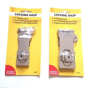 Chrome Security Locking Hasp and Staple Keyed Lock Door,Gate,Shed,Garage,Van - Picture 1 of 3