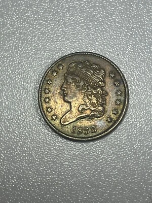 1833 Classic Head Half Cent 1/2C in Almost Uncirculated Condition - Image 1 of 2