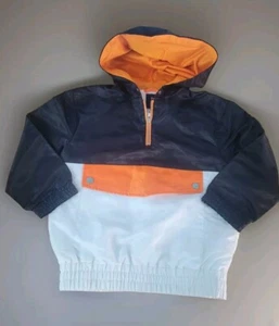 Art Class Boys 3/4 Zip Color Block Pattern Rain Coat Pullover Sz S Kgaroo Pocket - Picture 1 of 19