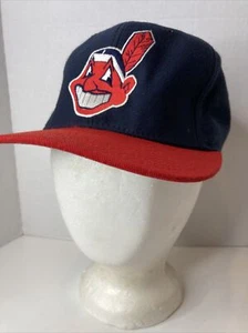Vintage NEW ERA Pro Modell Cleveland Indianermütze Chief Wahoo Druckknopflasche 80er 90er HTF - Bild 1 von 12