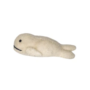 Vintage Handmade Cream Seal Felted Wool Plush Stuffed Animal Toy 4.5" - Picture 1 of 5