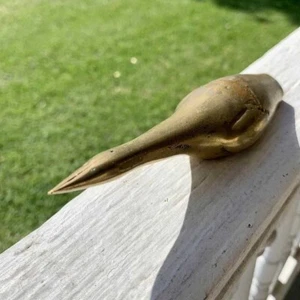 Vintage Solid Brass Bird Paperweight ~ 5.5" Metal Desk Art Sculpture Decor Duck - Picture 1 of 4