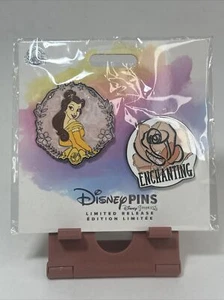 Disney Parks Princess Belle Enchanting Rose 2 Pin Set Limited Release PP#155542 - Picture 1 of 2