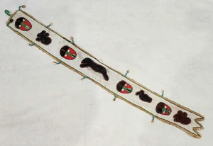 Tótem antiguo Tanzania África 48" cuentas de semillas de vidrio con máscaras y animales - Imagen 1 de 12