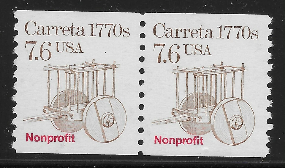 US Scott #2255, Pair 1988 Carreta 1770s 7.6c FVF MNH - Image 1 of 1