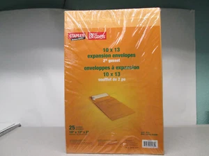 25 -  STAPLES 10" X 13" X 2" EXPANSION ENVELOPES 40lb KRAFT 25.4cmX33cmX5.1cm - Picture 1 of 6