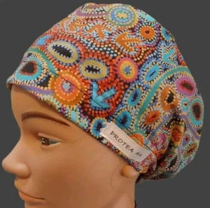 Aboriginal cotton long hair nurses scrub hat, doctors, scrubs. Adjust w elastic - Picture 1 of 9